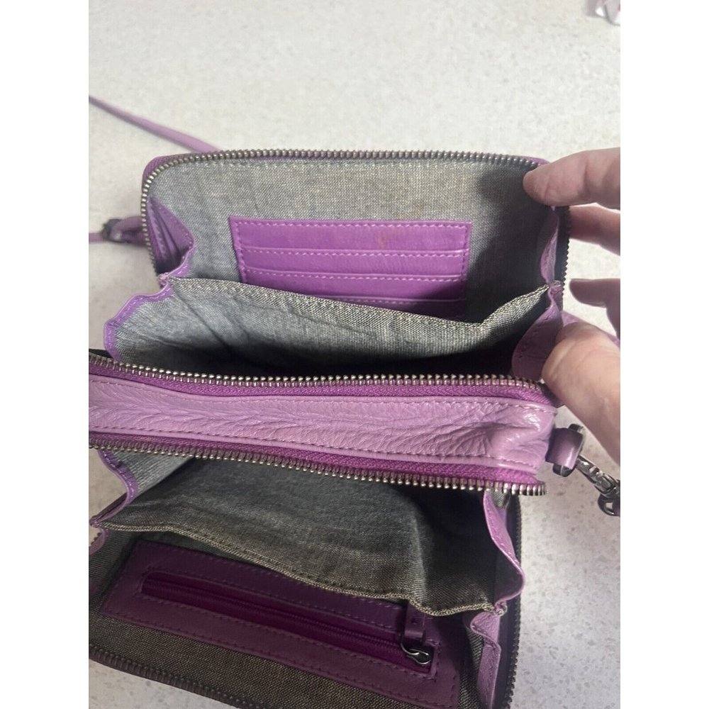 Elk 100% Leather Purple Crossbody/Clutch Small Bag/Wallet - Picture 8 of 13